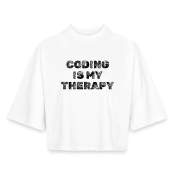 Coding Is My Therapy Developer Saying - Boxy Women's Recycled 1/2 Sleeved T-Shirt by Stanley/Stella - white - Front - AI Model Female 172 dark (172cm)