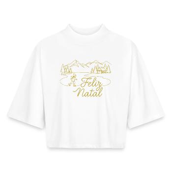 Feliz Natal Winterlandschaft weihnachtlich - Boxy Frauen Recyceltes 1/2 Sleeved T-Shirt by Stanley/Stella - Weiß - Vorne - AI Model Female 172 dark (172cm)