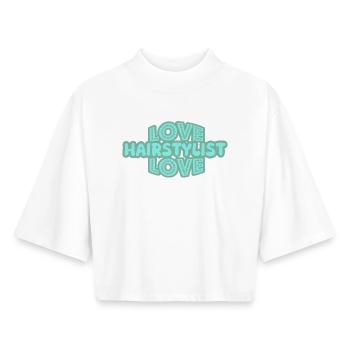 Gift for Hairstylist - Boxy Women's Recycled 1/2 Sleeved T-Shirt by Stanley/Stella - white - Front - AI Model Female 172 dark (172cm)