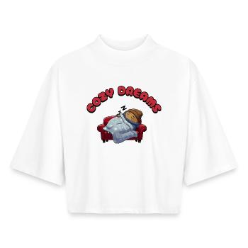 Rêves douillets - T-shirt femme coupe boxy recyclé manches mi-longues Stanley/Stella - blanc - Devant - AI Model Female 172 dark (172cm)