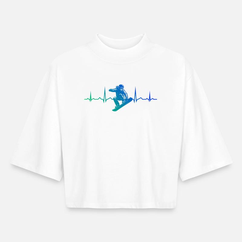 Conception compacte de snowboard pour snowboard - T-shirt femme coupe boxy recyclé manches mi-longues Stanley/Stella - blanc