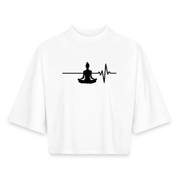 Le yoga est mon battement de cœur Respire, vis, détends-toi - T-shirt femme coupe boxy recyclé manches mi-longues Stanley/Stella - blanc - Devant - AI Model Female 172 dark (172cm)