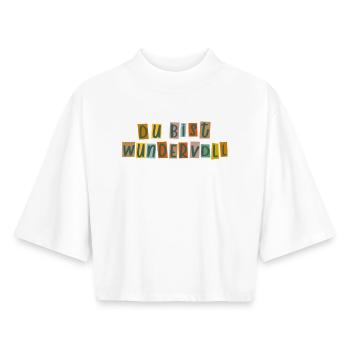 You're wonderful - Boxy Women's Recycled 1/2 Sleeved T-Shirt by Stanley/Stella - white - Front - AI Model Female 172 dark (172cm)