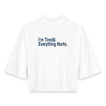 Relatable Fatigue Quote in Deep Blue - Boxy Women's Recycled 1/2 Sleeved T-Shirt by Stanley/Stella - white - Front - AI Model Female 172 dark (172cm)