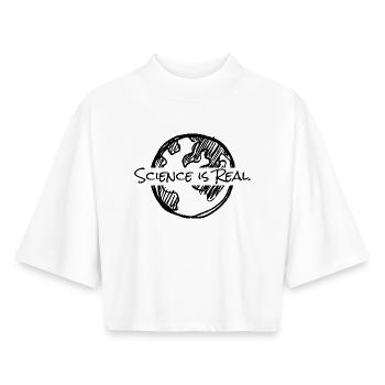 Science - Terre - T-shirt femme coupe boxy recyclé manches mi-longues Stanley/Stella - blanc - Devant - AI Model Female 172 dark (172cm)