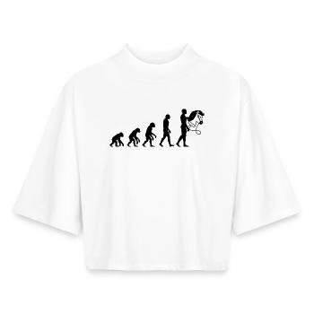 EVOLUTION HOBBYHORSING! STECKENPFERD LIEBE - Boxy Frauen Recyceltes 1/2 Sleeved T-Shirt by Stanley/Stella - Weiß - Vorne - AI Model Female 172 dark (172cm)