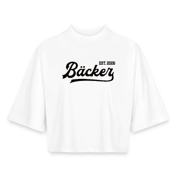 Examen d’apprentissage en boulangerie Baker 2026 - T-shirt femme coupe boxy recyclé manches mi-longues Stanley/Stella - blanc - Devant - AI Model Female 172 dark (172cm)