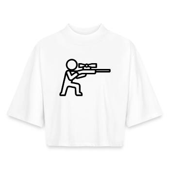 sniper - Boxy Women's Recycled 1/2 Sleeved T-Shirt by Stanley/Stella - white - Front - AI Model Female 172 dark (172cm)