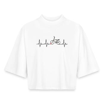 Cycling ball, cycleball, cyclisme en salle - T-shirt femme coupe boxy recyclé manches mi-longues Stanley/Stella - blanc - Devant - AI Model Female 172 dark (172cm)