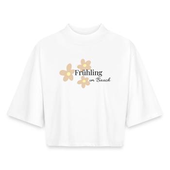 Printemps dans le ventre - T-shirt femme coupe boxy recyclé manches mi-longues Stanley/Stella - blanc - Devant - AI Model Female 172 dark (172cm)