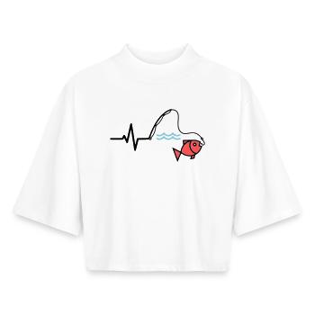 Canne à pêche à impulsions couleur poisson - T-shirt femme coupe boxy recyclé manches mi-longues Stanley/Stella - blanc - Devant - AI Model Female 172 dark (172cm)