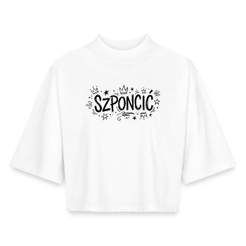 SZPONCIĆ – T-Shirt mit polnischem Slang - Boxy Frauen Recyceltes 1/2 Sleeved T-Shirt by Stanley/Stella - Weiß - Vorne - AI Model Female 172 dark (172cm)