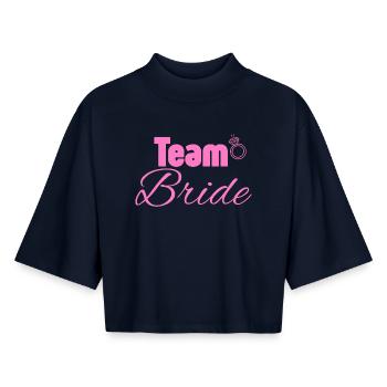 Team Bride: Pink Ring Logo - Boxy Frauen Recyceltes 1/2 Sleeved T-Shirt by Stanley/Stella - Navy - Vorne - AI Model Female 172 light (172cm)