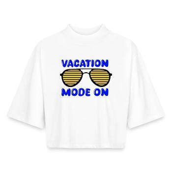 Vacation mode on - Boxy Women's Recycled 1/2 Sleeved T-Shirt by Stanley/Stella - white - Front - AI Model Female 172 dark (172cm)