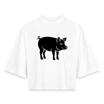 cochon - T-shirt femme coupe boxy recyclé manches mi-longues Stanley/Stella - blanc - Devant - AI Model Female 172 dark (172cm)