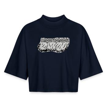 Angoraphobie - T-shirt femme coupe boxy recyclé manches mi-longues Stanley/Stella - marine - Devant - AI Model Female 172 light (172cm)