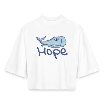 Hope der kranke Wal  Buckelwal als cartoon - Boxy Frauen Recyceltes 1/2 Sleeved T-Shirt by Stanley/Stella - Weiß - Vorne - AI Model Female 172 dark (172cm)