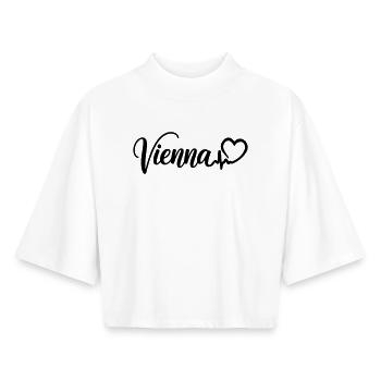 J’adore Vienne, battement de cœur Vienne - T-shirt femme coupe boxy recyclé manches mi-longues Stanley/Stella - blanc - Devant - AI Model Female 172 dark (172cm)