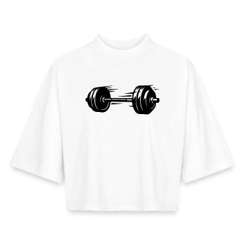 Haltères symboliques de barre - T-shirt femme coupe boxy recyclé manches mi-longues Stanley/Stella - blanc - Devant - AI Model Female 172 dark (172cm)