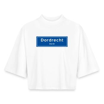 Dordrecht place name sign - Boxy Women's Recycled 1/2 Sleeved T-Shirt by Stanley/Stella - white - Front - AI Model Female 172 dark (172cm)