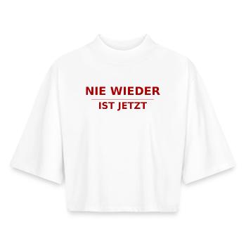 NIE WIEDER IST JETZT  - Boxy Frauen Recyceltes 1/2 Sleeved T-Shirt by Stanley/Stella - Weiß - Vorne - AI Model Female 172 dark (172cm)