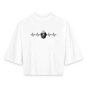 Firefighter Fire Brigade ECG Heartbeat - Boxy Women's Recycled 1/2 Sleeved T-Shirt by Stanley/Stella - white - Front - AI Model Female 172 dark (172cm)
