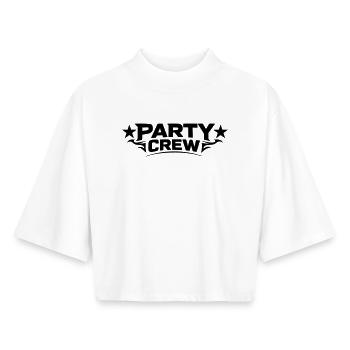 Équipe de fête - T-shirt femme coupe boxy recyclé manches mi-longues Stanley/Stella - blanc - Devant - AI Model Female 172 dark (172cm)