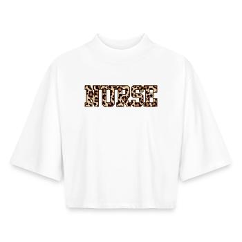 Leopard Nurse - Boxy Women's Recycled 1/2 Sleeved T-Shirt by Stanley/Stella - white - Front - AI Model Female 172 dark (172cm)