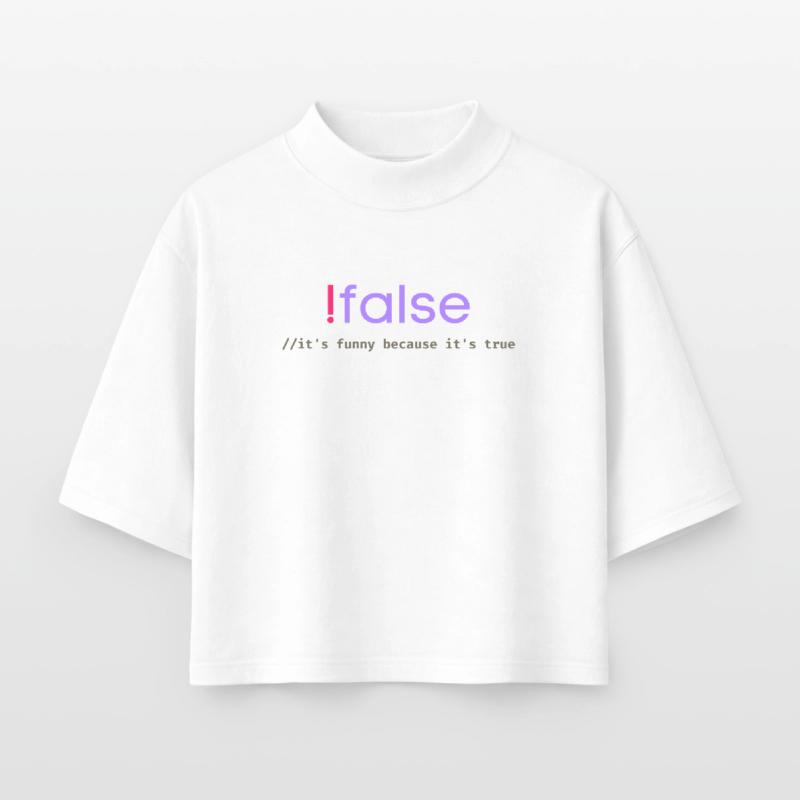 Jeu de mots sur la programmation Ifalse Funny Coder T-shirt femme coupe boxy recyclé manches mi-longues Stanley/Stella