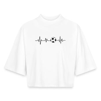 Football Heartbeat - Boxy Women's Recycled 1/2 Sleeved T-Shirt by Stanley/Stella - white - Front - AI Model Female 172 dark (172cm)