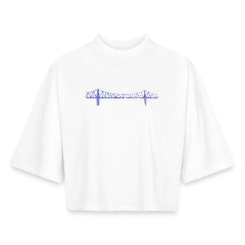 Rendsburg High Bridge – Design artistique en gribouillis urbains - T-shirt femme coupe boxy recyclé manches mi-longues Stanley/Stella - blanc - Devant - AI Model Female 172 dark (172cm)