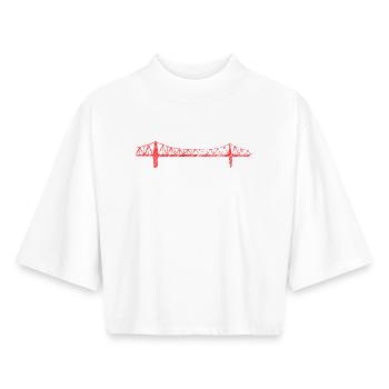 Croquis du pont haut de Rendsburg – Pont ferroviaire de Washington - T-shirt femme coupe boxy recyclé manches mi-longues Stanley/Stella - blanc - Devant - AI Model Female 172 dark (172cm)