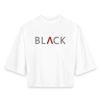 BLACK mit Stil - Boxy Frauen Recyceltes 1/2 Sleeved T-Shirt by Stanley/Stella - Weiß - Vorne - AI Model Female 172 dark (172cm)