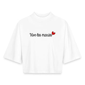 GERADE VERHEIRATET. Junggesellinnenabschied. VALENTINSTAG. PAAR - Boxy Frauen Recyceltes 1/2 Sleeved T-Shirt by Stanley/Stella - Weiß - Vorne - AI Model Female 172 dark (172cm)