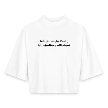 Je ne suis pas paresseux, j’étudie efficacement - T-shirt femme coupe boxy recyclé manches mi-longues Stanley/Stella - blanc - Devant - AI Model Female 172 dark (172cm)