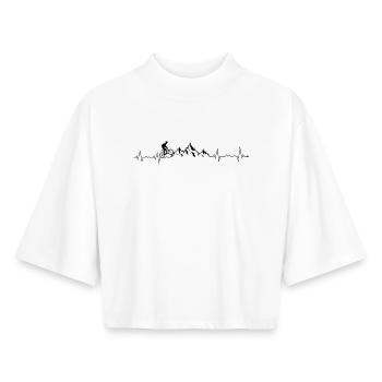 Mountain bike heartbeat - Boxy Women's Recycled 1/2 Sleeved T-Shirt by Stanley/Stella - white - Front - AI Model Female 172 dark (172cm)