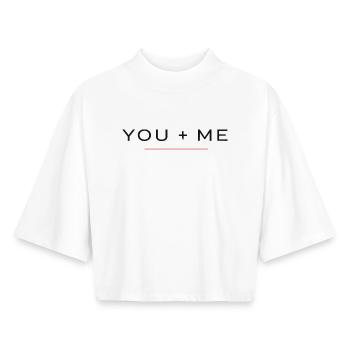 YOU + ME Shirt – Valentine's Day Couple - Boxy Women's Recycled 1/2 Sleeved T-Shirt by Stanley/Stella - white - Front - AI Model Female 172 dark (172cm)