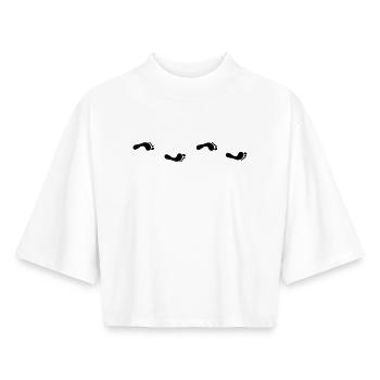 Fußabdruck - Boxy Frauen Recyceltes 1/2 Sleeved T-Shirt by Stanley/Stella - Weiß - Vorne - AI Model Female 172 dark (172cm)