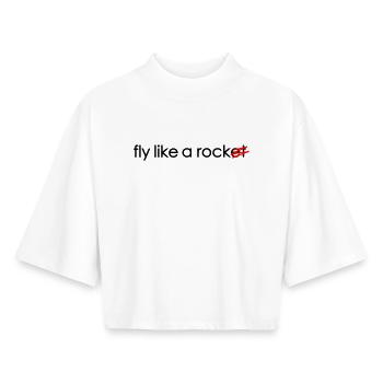 fly like a rocket - Boxy Women's Recycled 1/2 Sleeved T-Shirt by Stanley/Stella - white - Front - AI Model Female 172 dark (172cm)