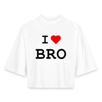 I love Bro - Ich liebe Bro - Boxy Women's Recycled 1/2 Sleeved T-Shirt by Stanley/Stella - white - Front - AI Model Female 172 dark (172cm)