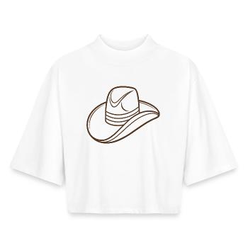 Chapeau de cow-boy - T-shirt femme coupe boxy recyclé manches mi-longues Stanley/Stella - blanc - Devant - AI Model Female 172 dark (172cm)