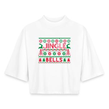 Hässlicher Pullover – Jingle Bells Strickmuster - Boxy Frauen Recyceltes 1/2 Sleeved T-Shirt by Stanley/Stella - Weiß - Vorne - AI Model Female 172 dark (172cm)