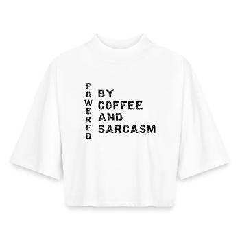 Powered By Coffee And Sarcasm - Boxy Women's Recycled 1/2 Sleeved T-Shirt by Stanley/Stella - white - Front - AI Model Female 172 dark (172cm)