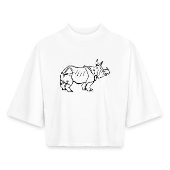 Nashorn - Boxy Frauen Recyceltes 1/2 Sleeved T-Shirt by Stanley/Stella - Weiß - Vorne - AI Model Female 172 dark (172cm)