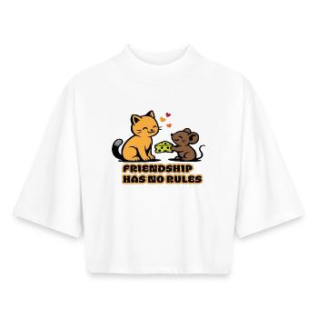 Freundschaft Ohne Regeln Katze Maus - Boxy Frauen Recyceltes 1/2 Sleeved T-Shirt by Stanley/Stella - Weiß - Vorne - AI Model Female 172 dark (172cm)