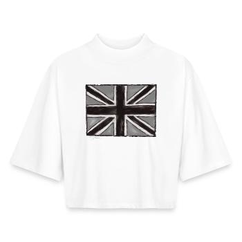 Gray Painted Union Jack Art - Boxy Women's Recycled 1/2 Sleeved T-Shirt by Stanley/Stella - white - Front - AI Model Female 172 dark (172cm)