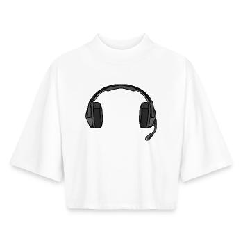 Kopfhörer mit Mikrofon - Boxy Frauen Recyceltes 1/2 Sleeved T-Shirt by Stanley/Stella - Weiß - Vorne - AI Model Female 172 dark (172cm)