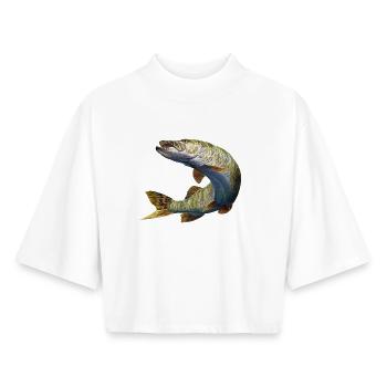 Hecht - Boxy Frauen Recyceltes 1/2 Sleeved T-Shirt by Stanley/Stella - Weiß - Vorne - AI Model Female 172 dark (172cm)