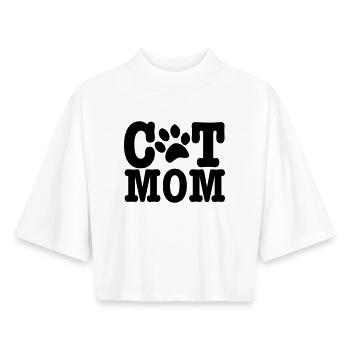 katzen - Boxy Frauen Recyceltes 1/2 Sleeved T-Shirt by Stanley/Stella - Weiß - Vorne - AI Model Female 172 dark (172cm)