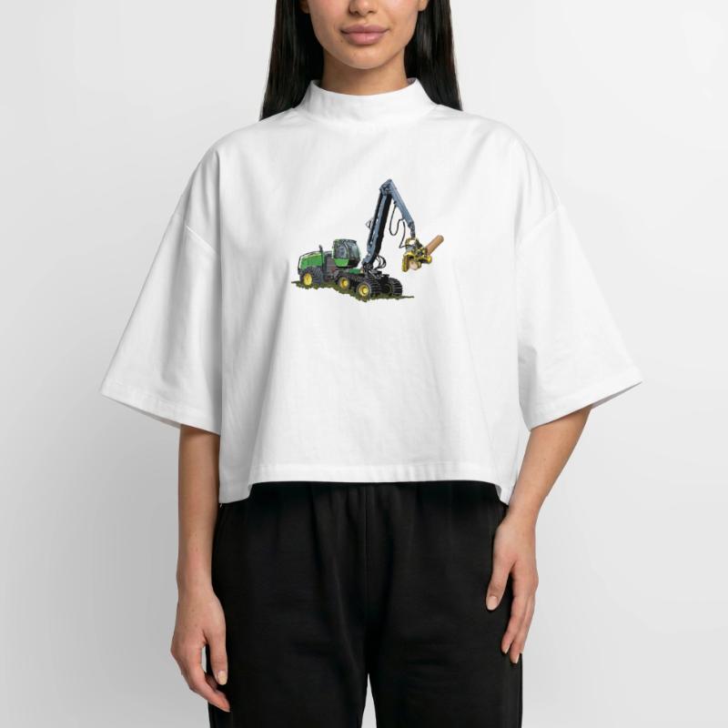 Moissonneuse-batteuse, Moissonneuse-batteuse T-shirt femme coupe boxy recyclé manches mi-longues Stanley/Stella